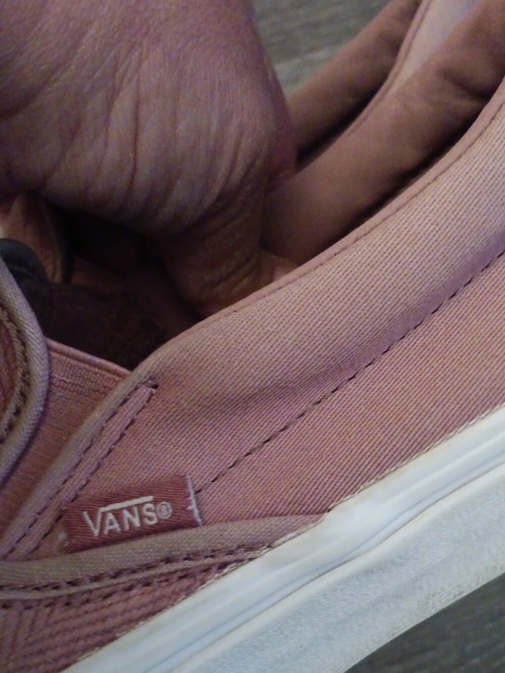 Vans Slip-On Sneakers in Mauve Canvas with White Soles - Picture 7 of 10